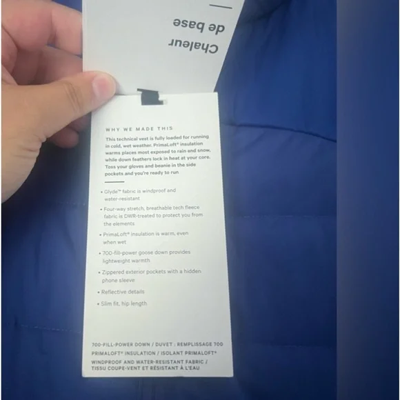 Lululemon down for it all vest Blue SZ 14 New! - Picture 10 of 10